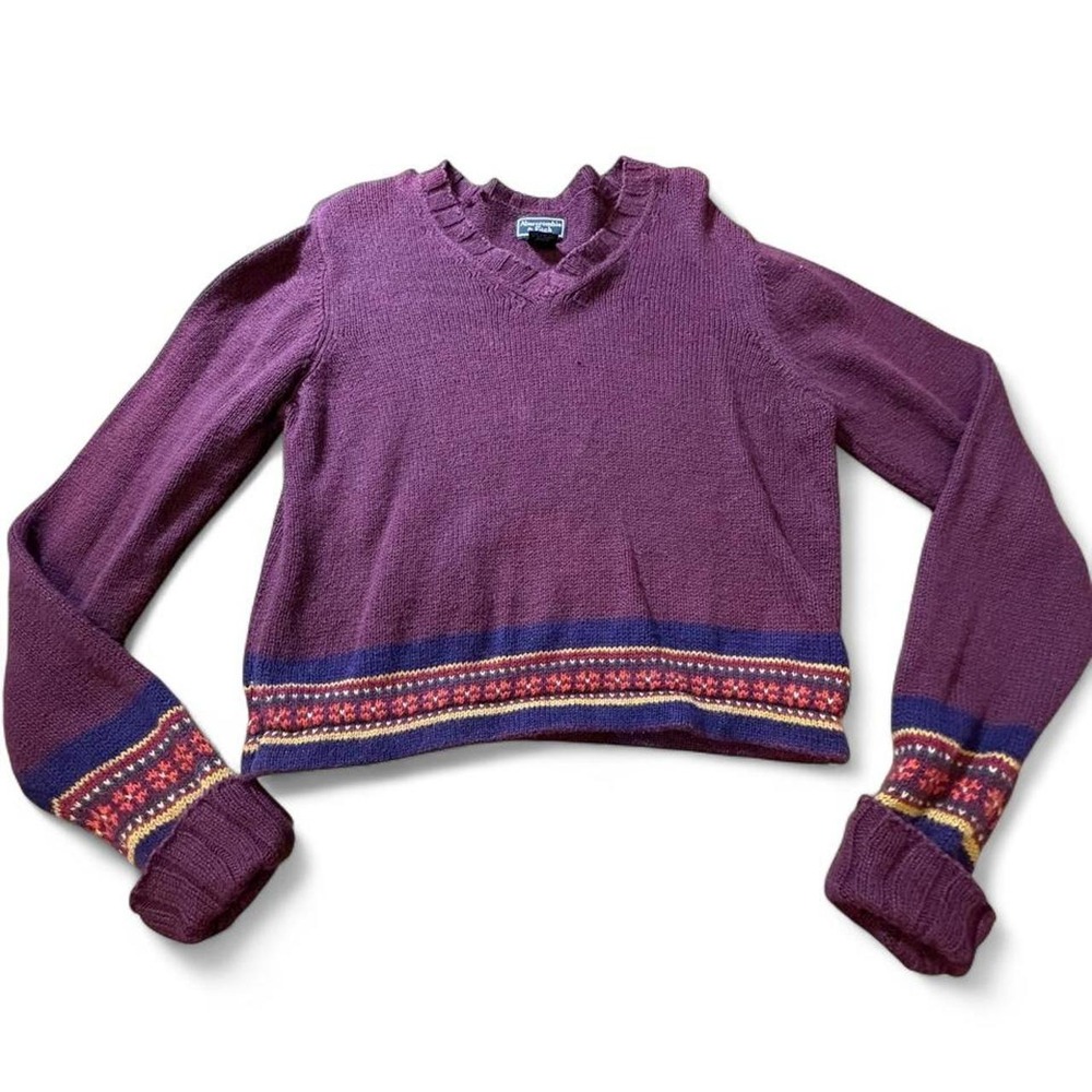 0226 Y2K Purple Abercrombie & Fitch V-Neck Sweater
